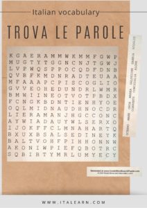 Italian vocabulary: search words puzzle. The sea. By Silvia | Italearn